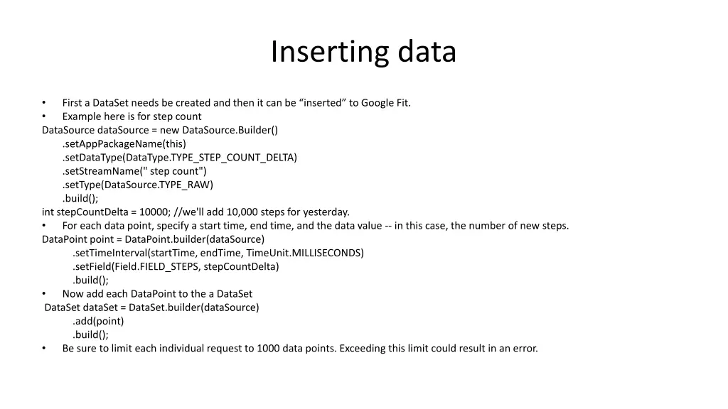 inserting data