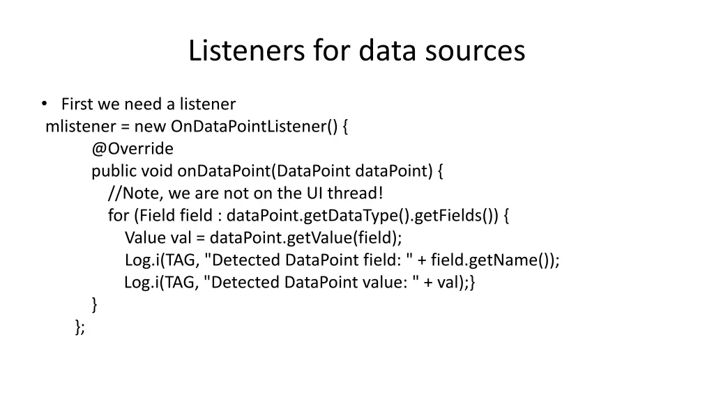 listeners for data sources