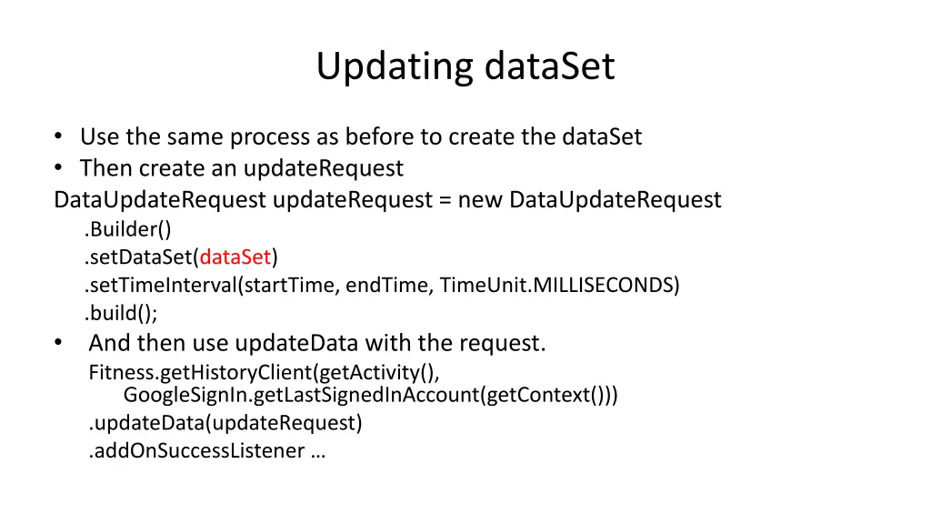 updating dataset