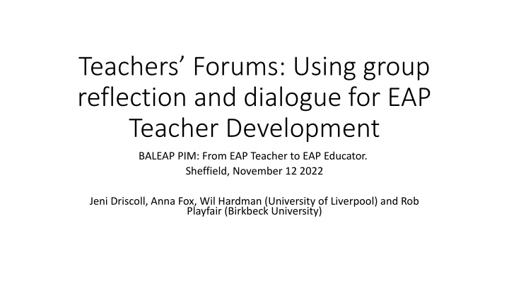 teachers forums using group reflection