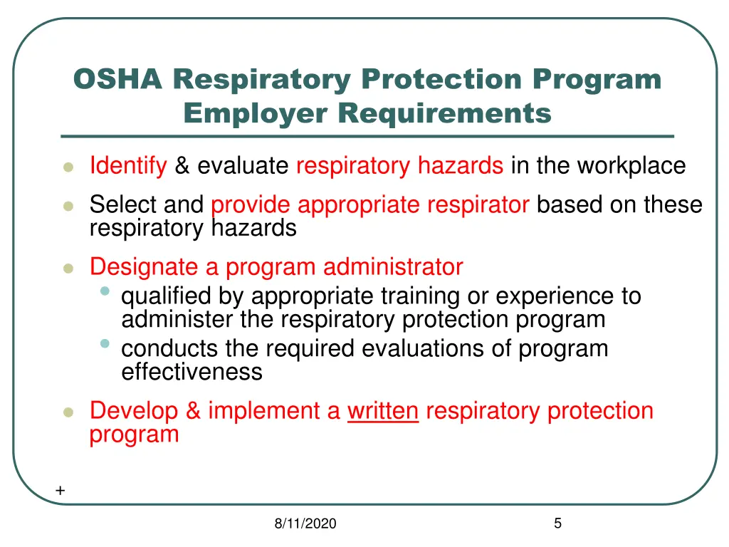 osha respiratory protection program employer