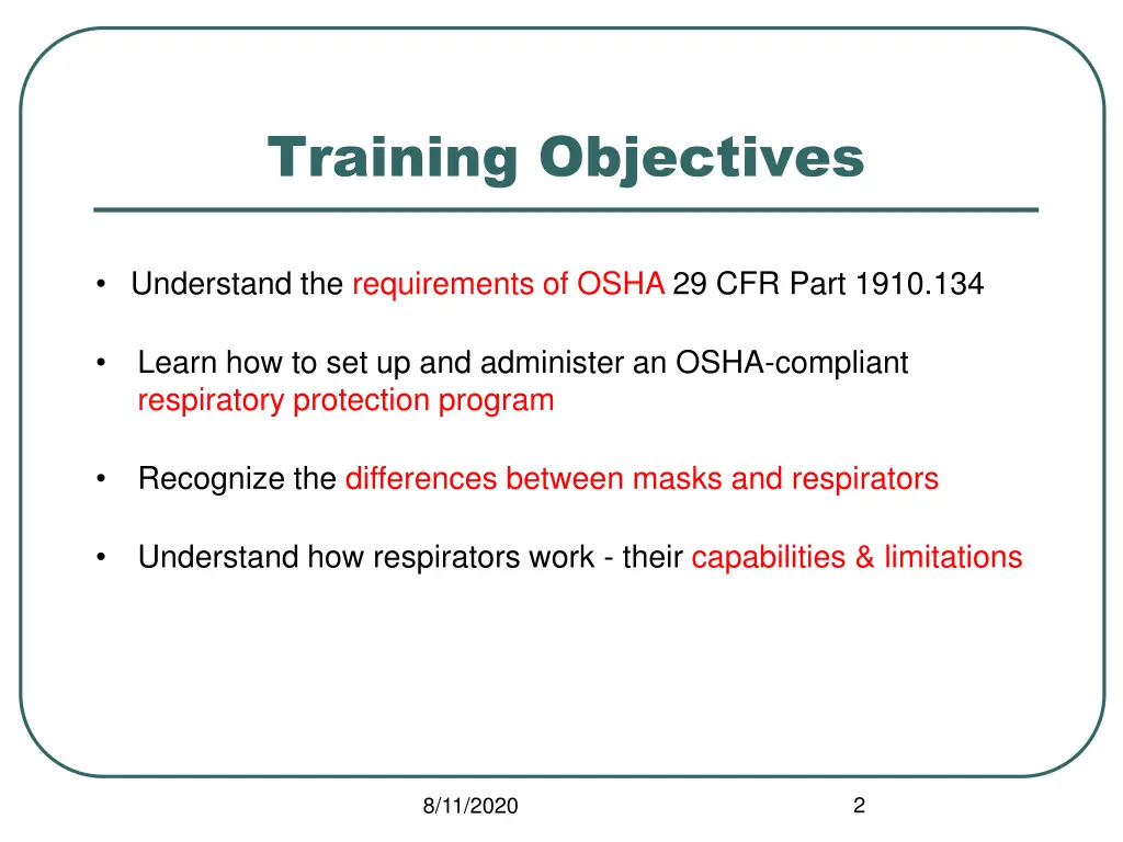 training objectives