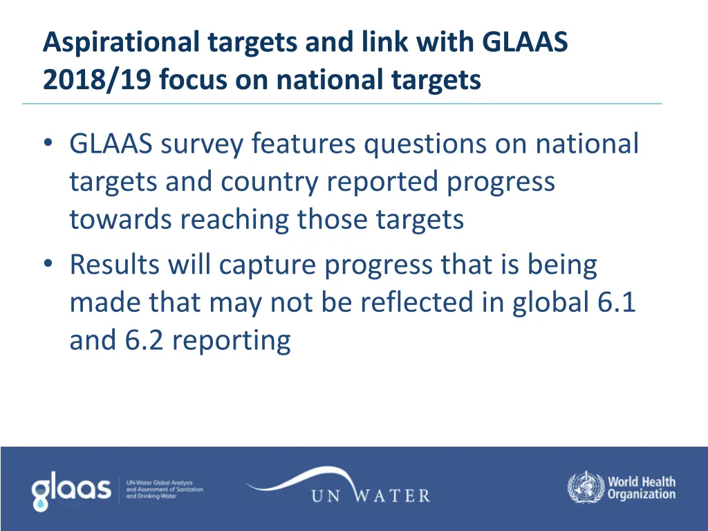 aspirational targets and link with glaas 2018