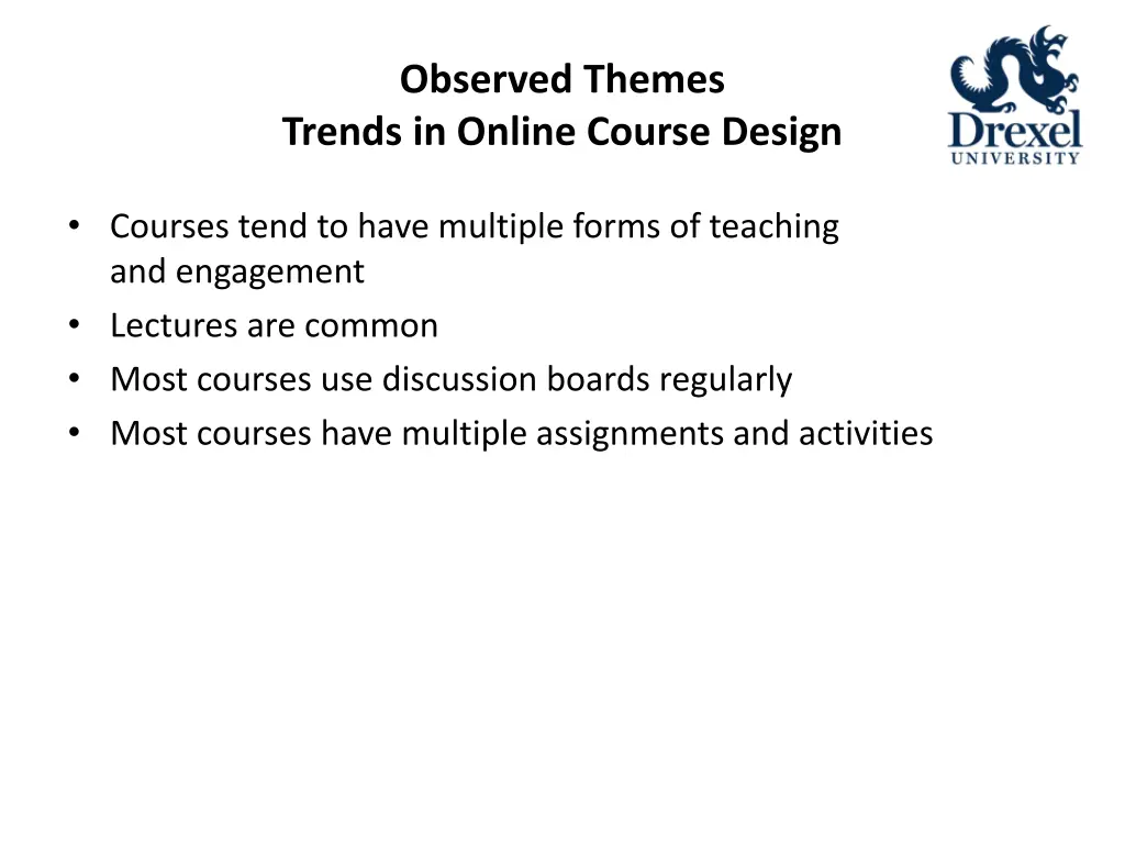 observed themes trends in online course design