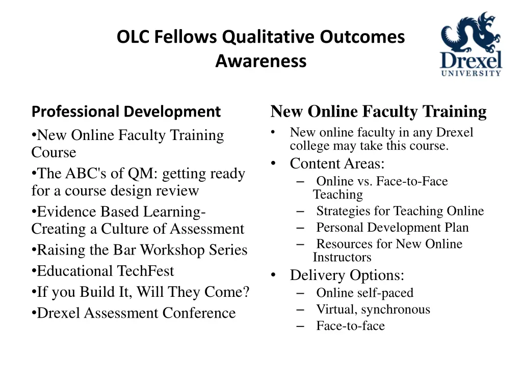 olc fellows qualitative outcomes awareness