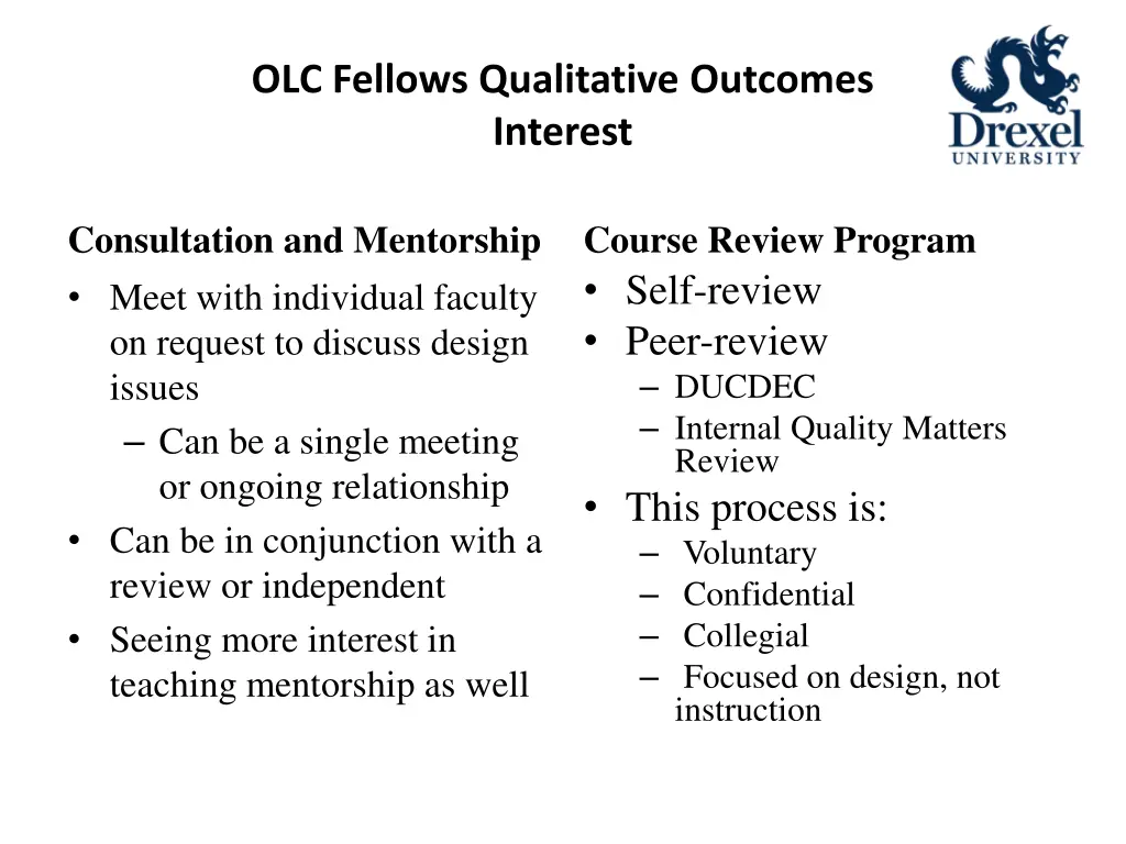 olc fellows qualitative outcomes interest