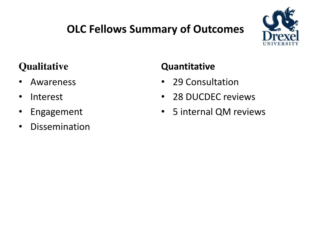 olc fellows summary of outcomes