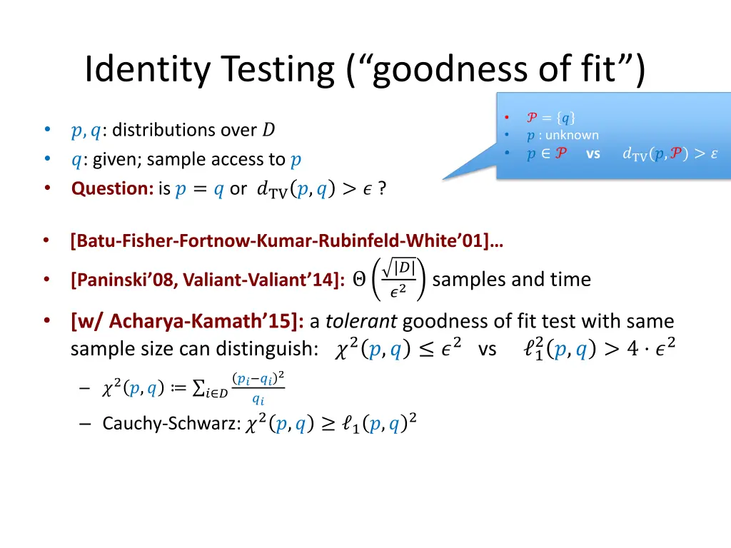 identity testing goodness of fit