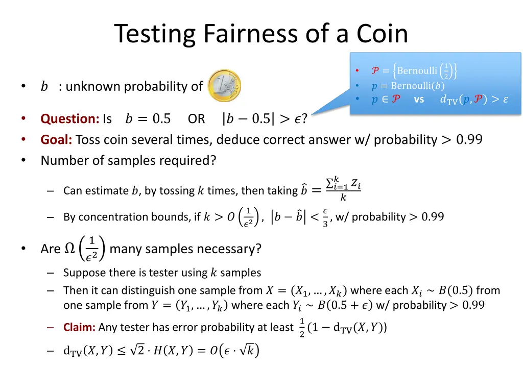 testing fairness of a coin