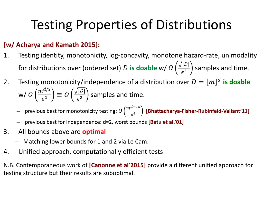 testing properties of distributions 1