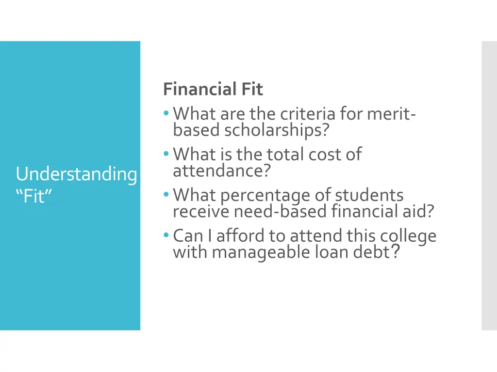 financial fit what are the criteria for merit