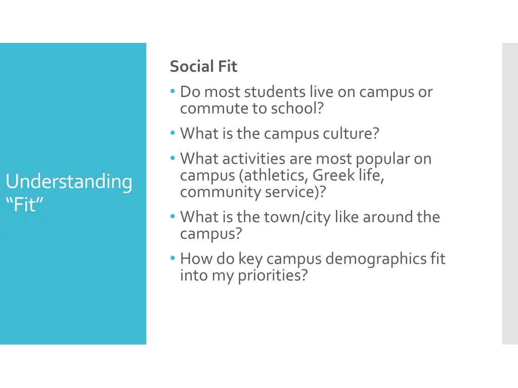 social fit do most students live on campus