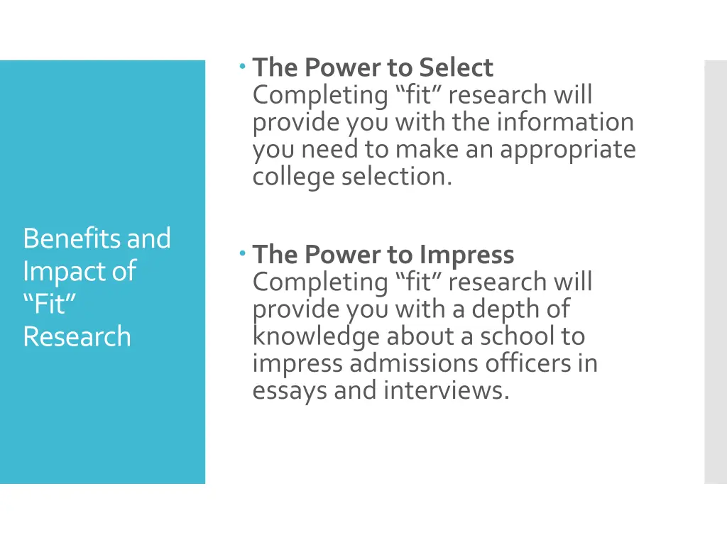 the power to select completing fit research will