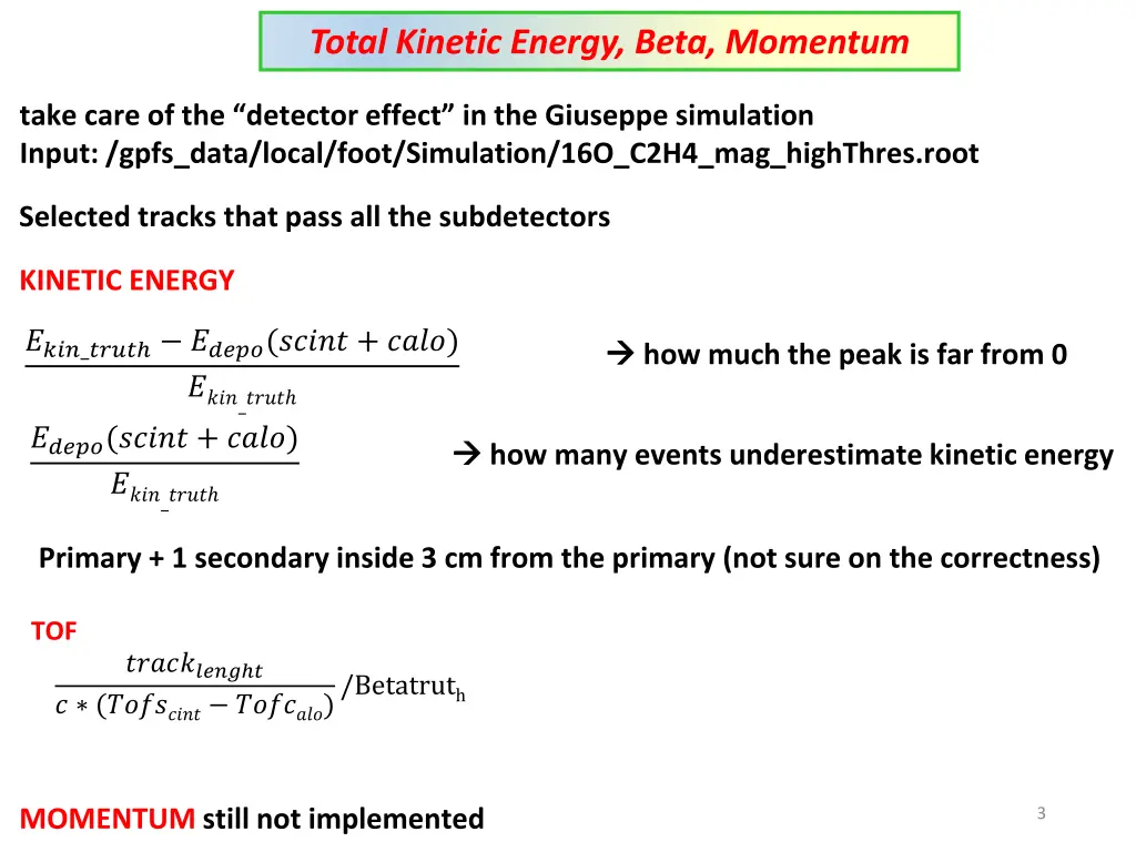 total kinetic energy beta momentum