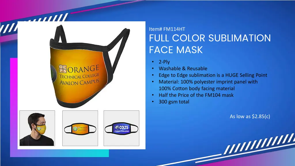 item fm114ht full color sublimation face mask