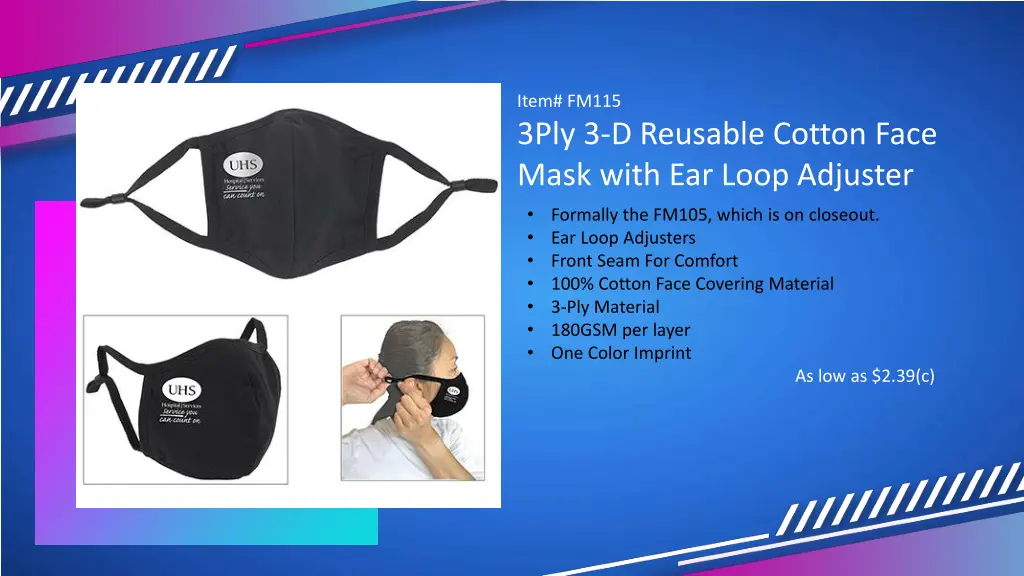 item fm115 3ply 3 d reusable cotton face mask