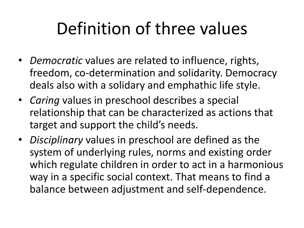 definition of three values