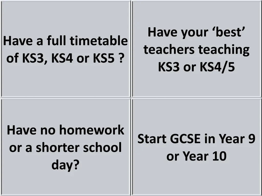 have your best teachers teaching ks3 or ks4 5