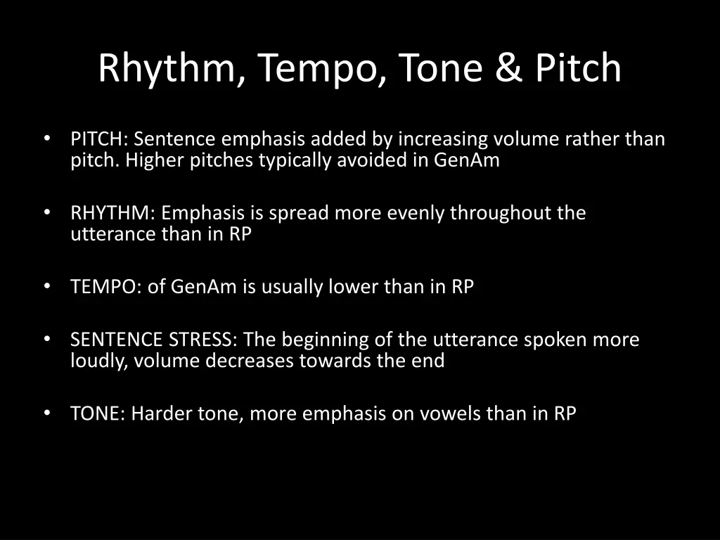 rhythm tempo tone pitch