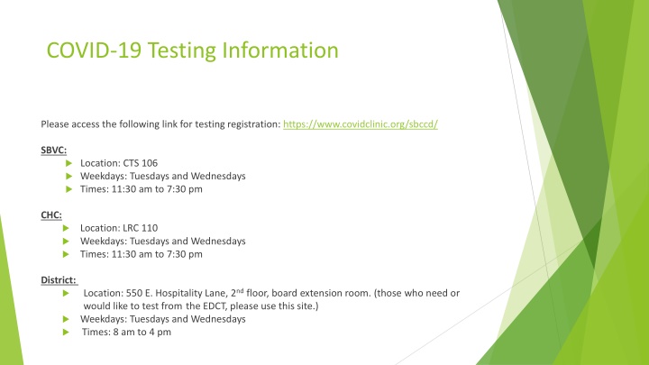 covid 19 testing information