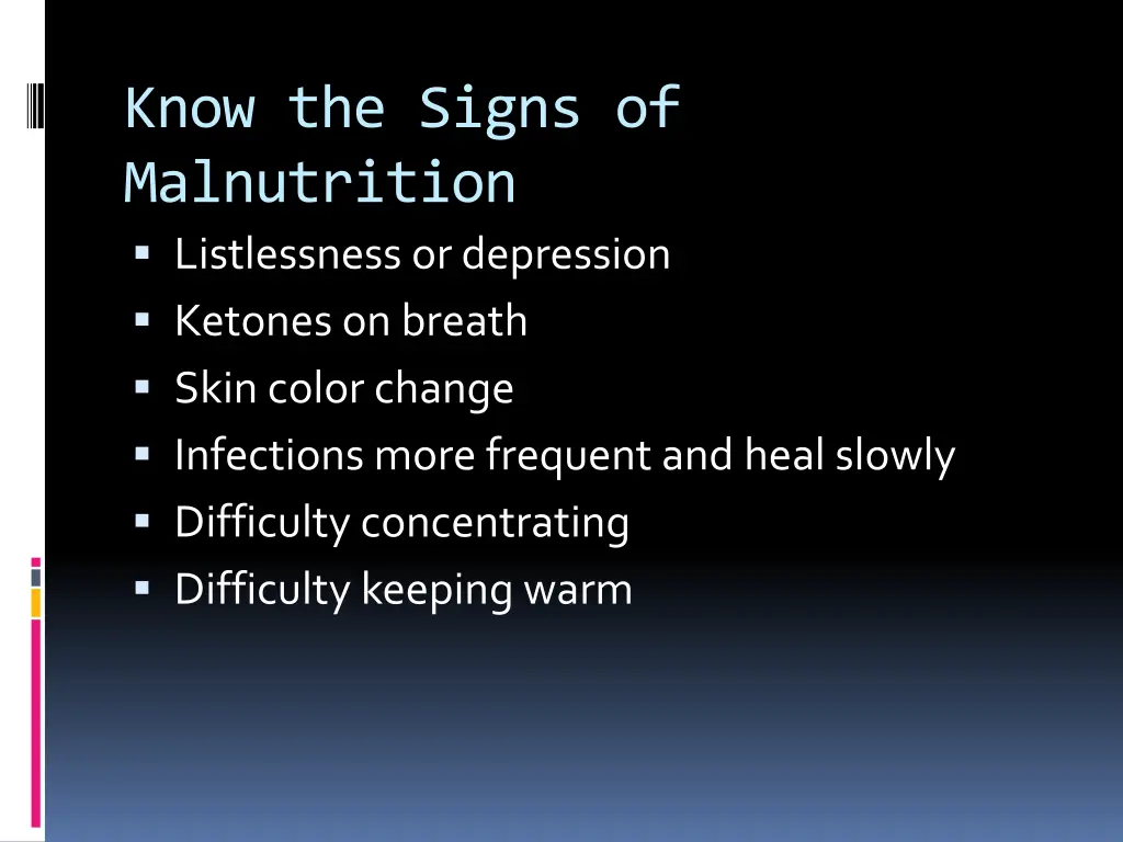 know the signs of malnutrition listlessness