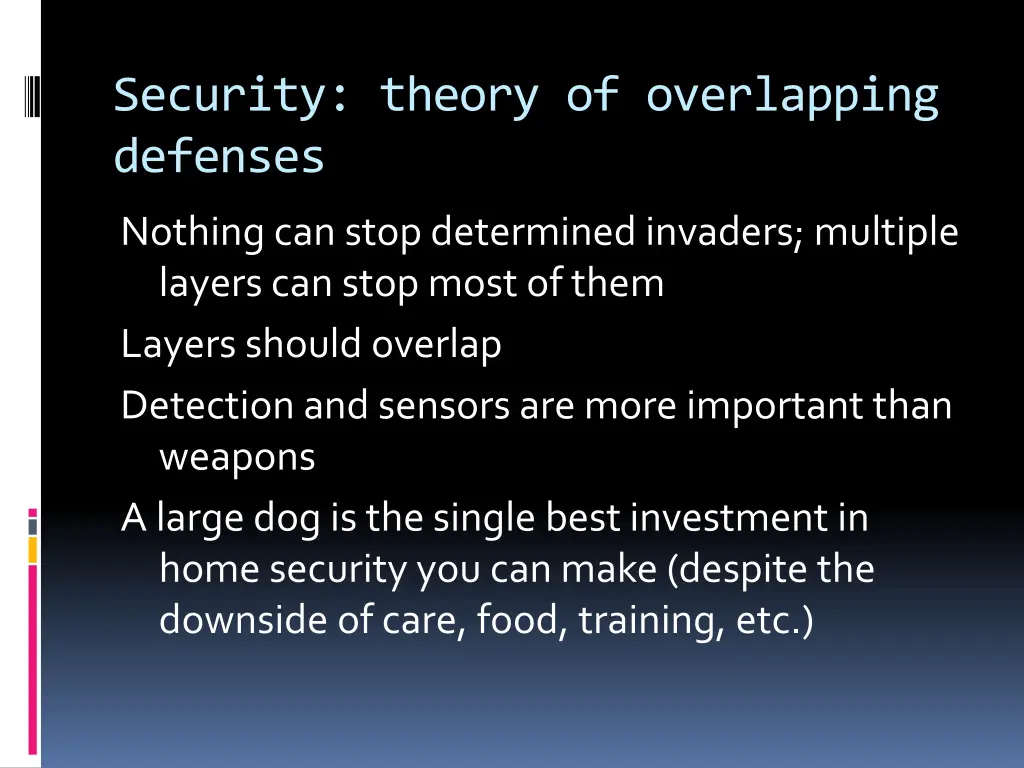 security theory of overlapping defenses