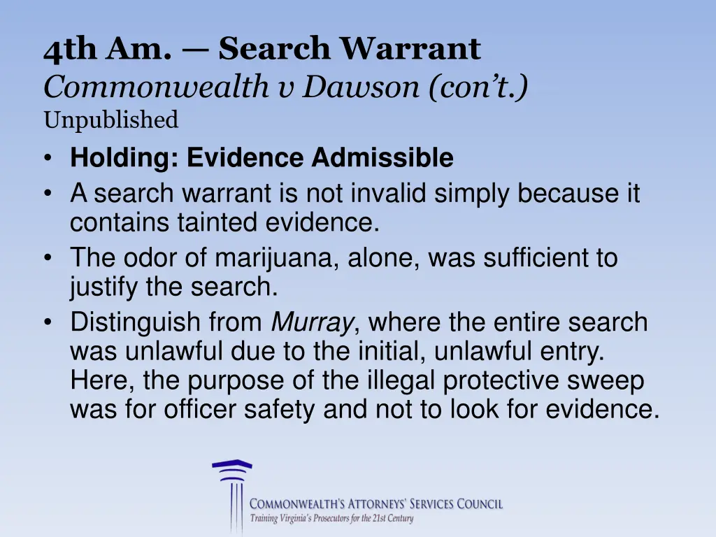 4th am search warrant commonwealth v dawson 1