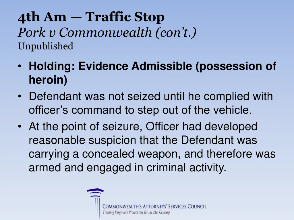 4th am traffic stop pork v commonwealth 1