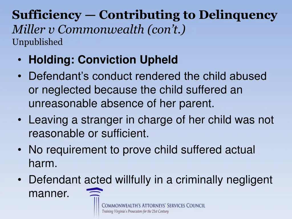 sufficiency contributing to delinquency miller 1