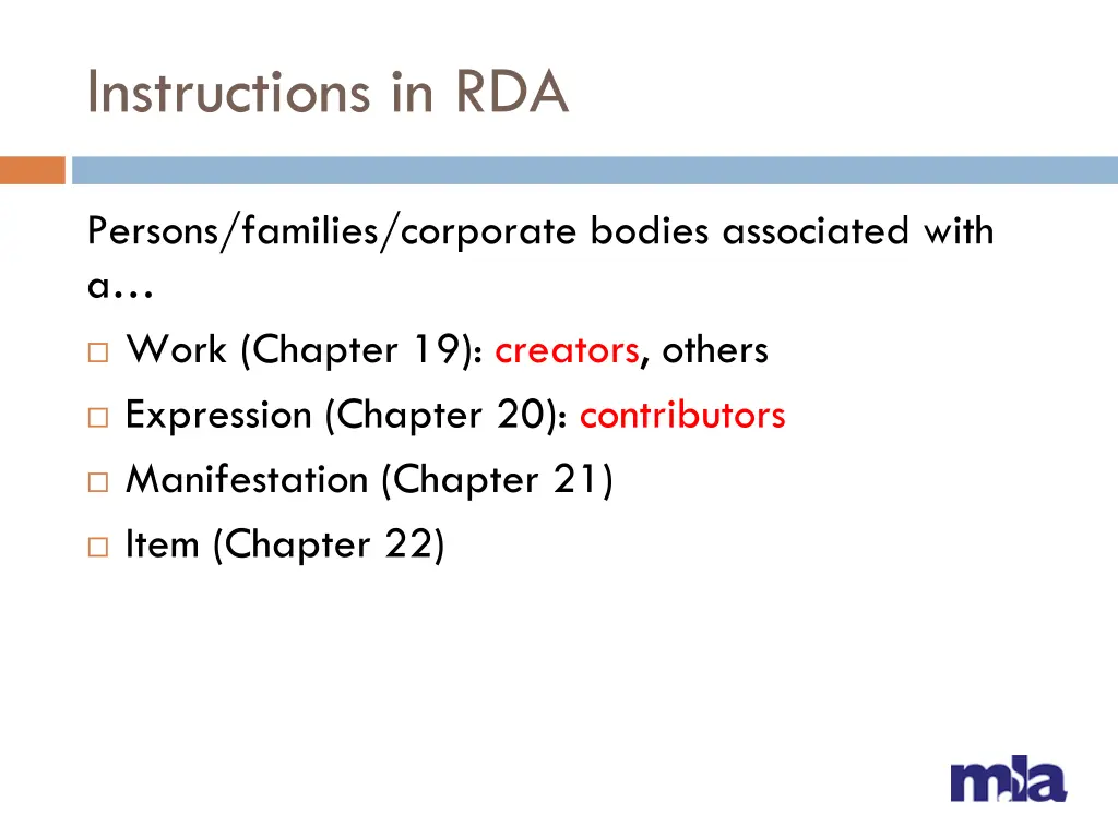 instructions in rda