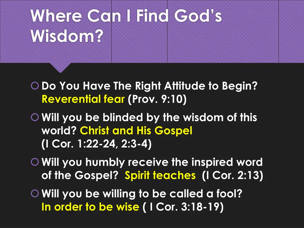 where can i find god s wisdom