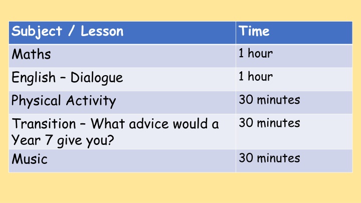 subject lesson maths english dialogue physical