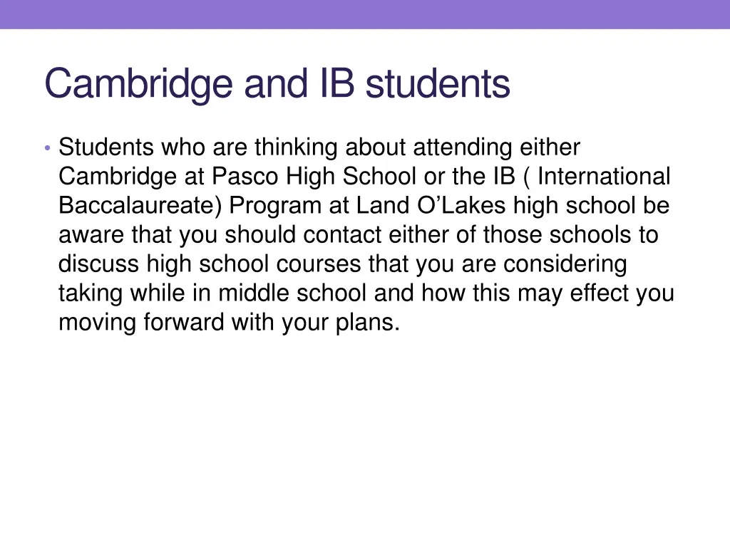 cambridge and ib students