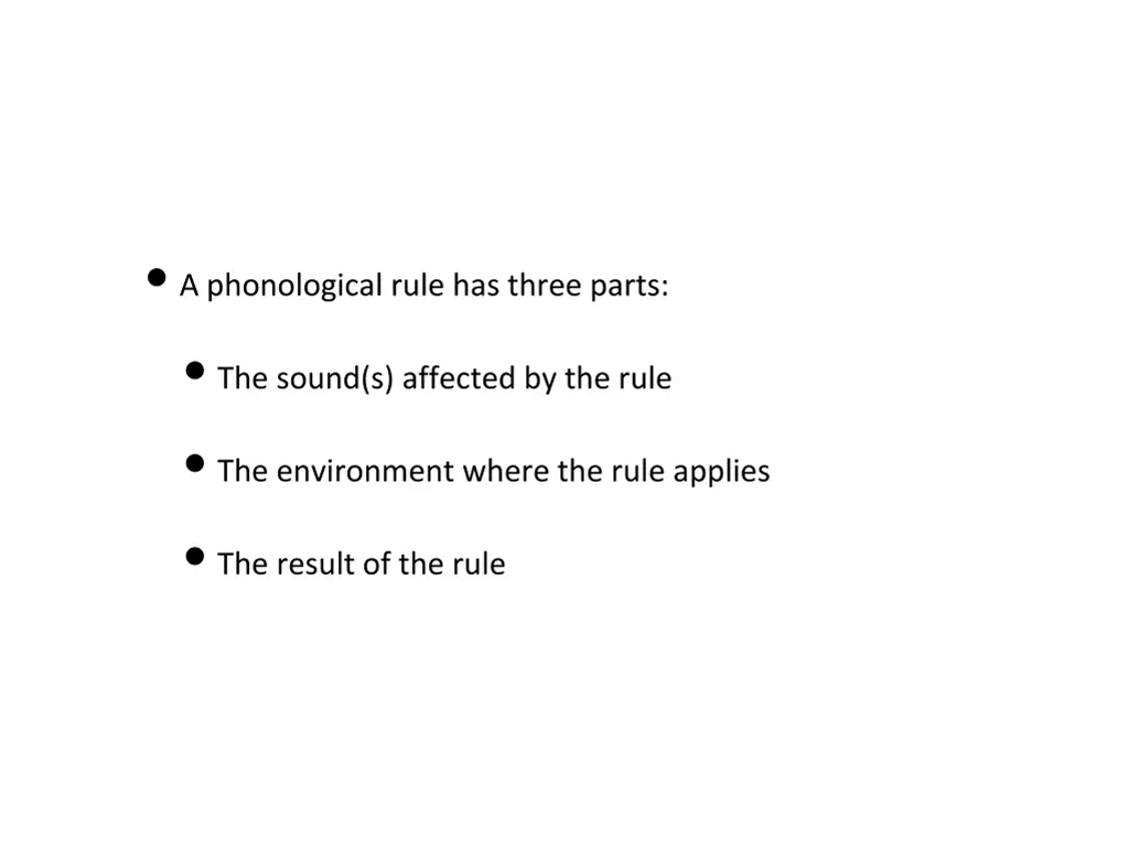 a phonological rule has three parts