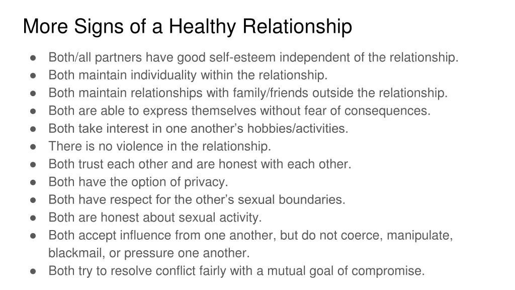 more signs of a healthy relationship