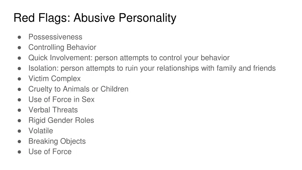 red flags abusive personality