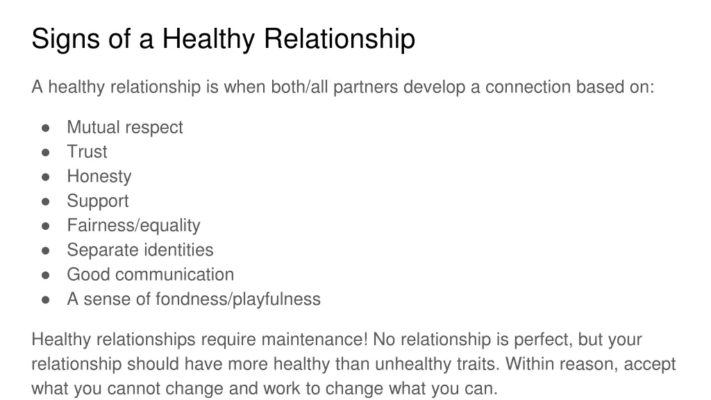 signs of a healthy relationship