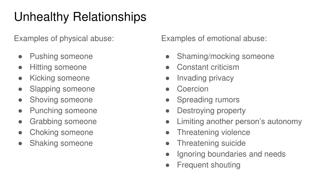 unhealthy relationships