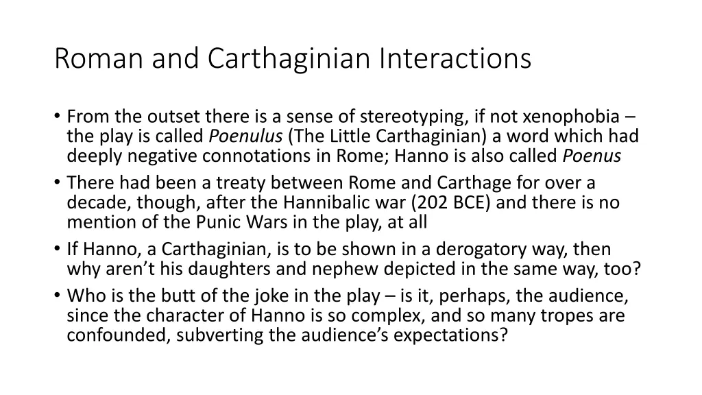 roman and carthaginian interactions