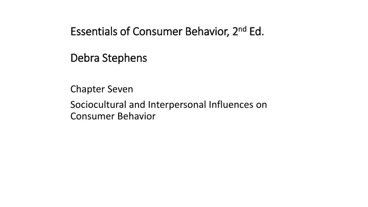 essentials of consumer behavior 2 essentials