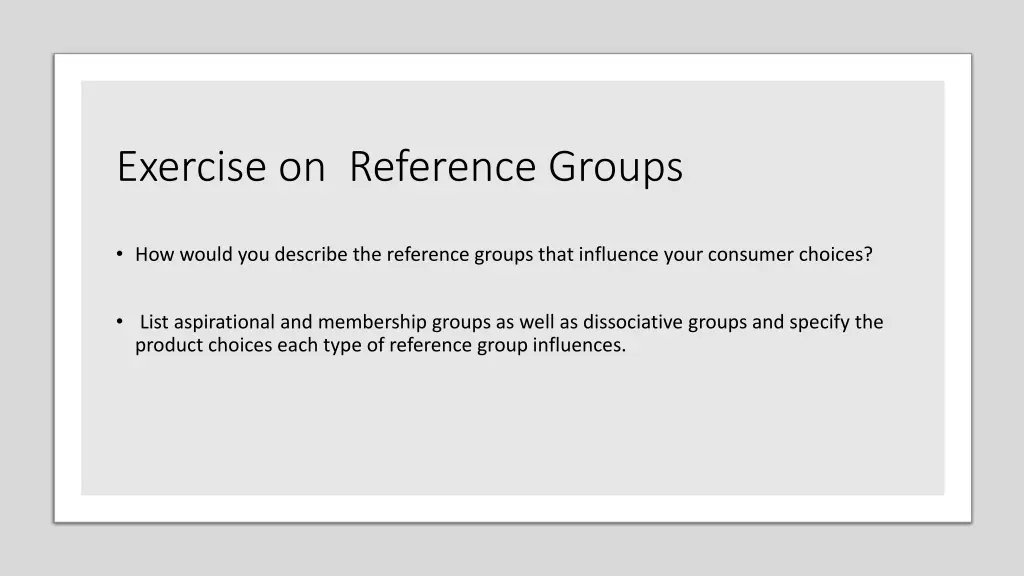 exercise on reference groups