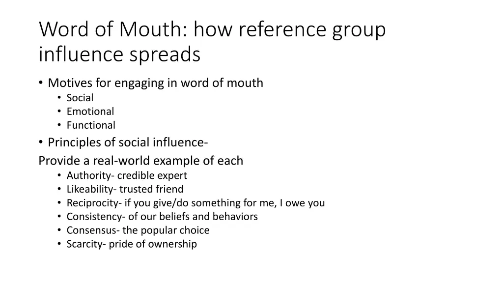 word of mouth how reference group influence