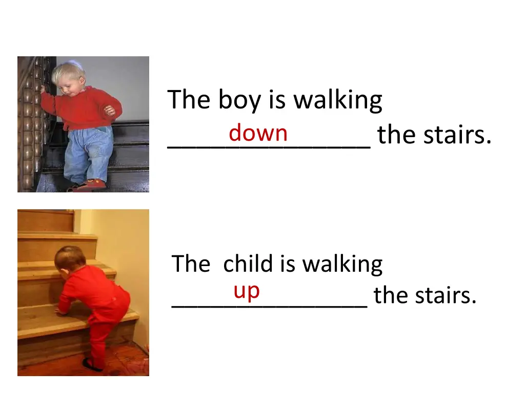 the boy is walking the stairs down