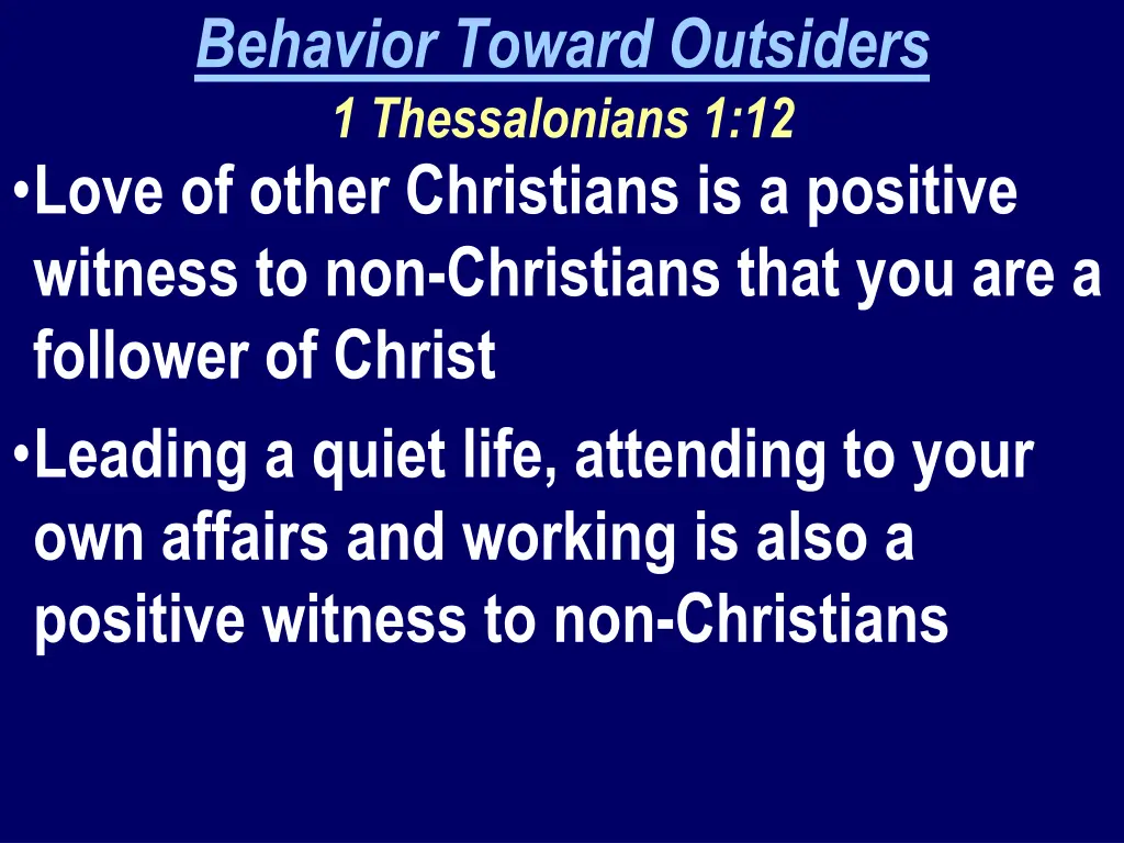 behavior toward outsiders 1 thessalonians