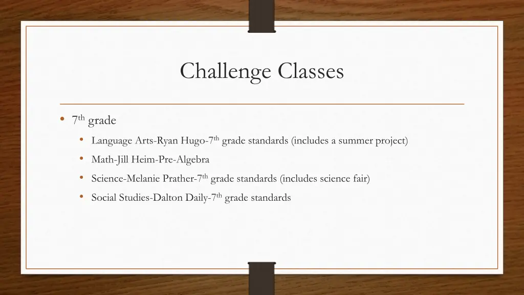 challenge classes