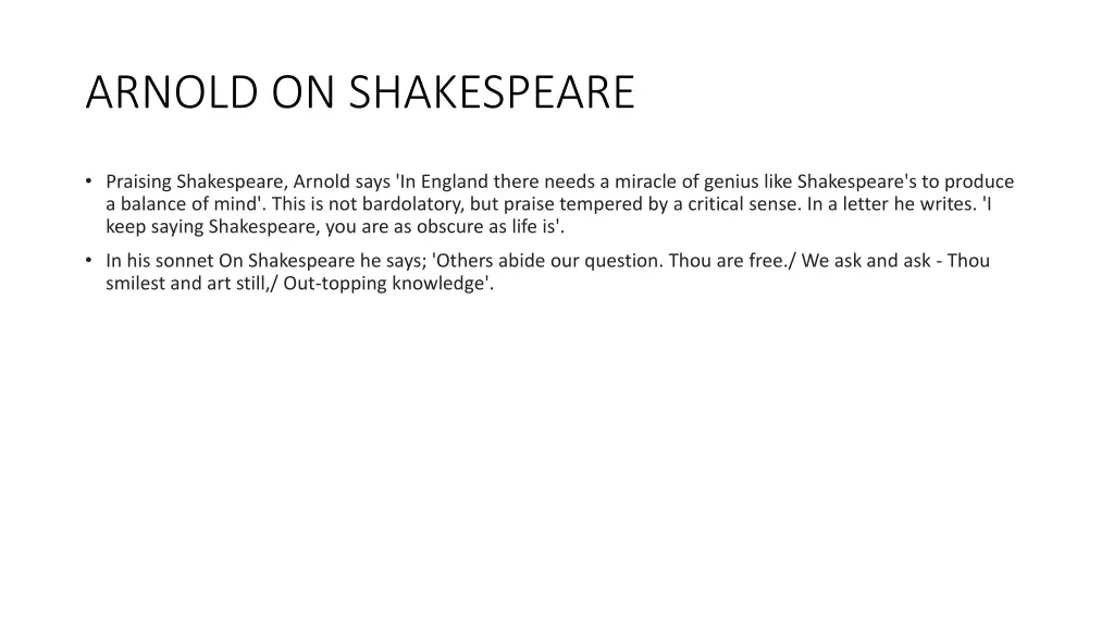 arnold on shakespeare