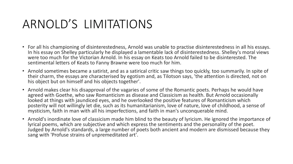 arnold s limitations