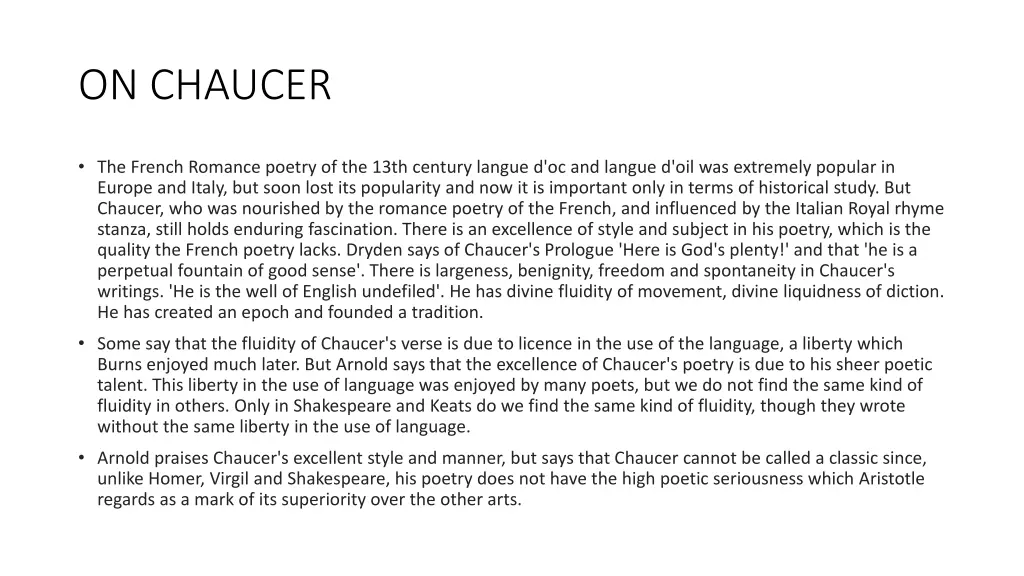 on chaucer