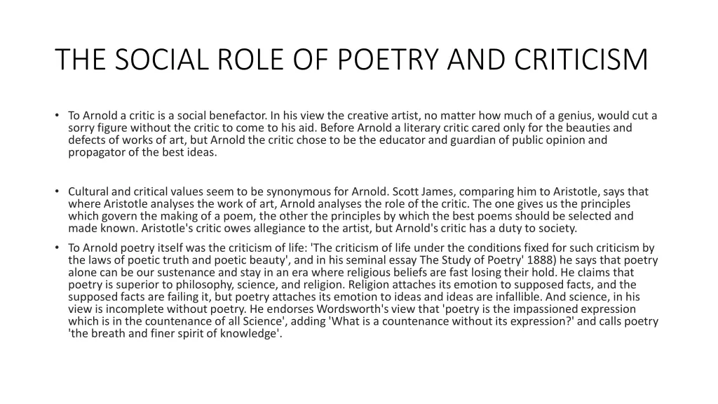 the social role of poetry and criticism