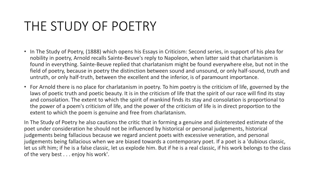 the study of poetry